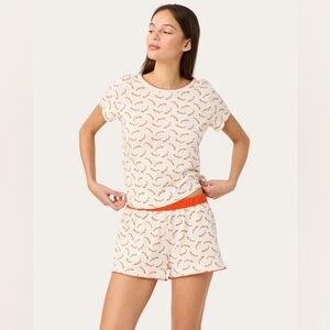 NWT Cozyland Suzie Pj Set hot dog dachshund in ivory